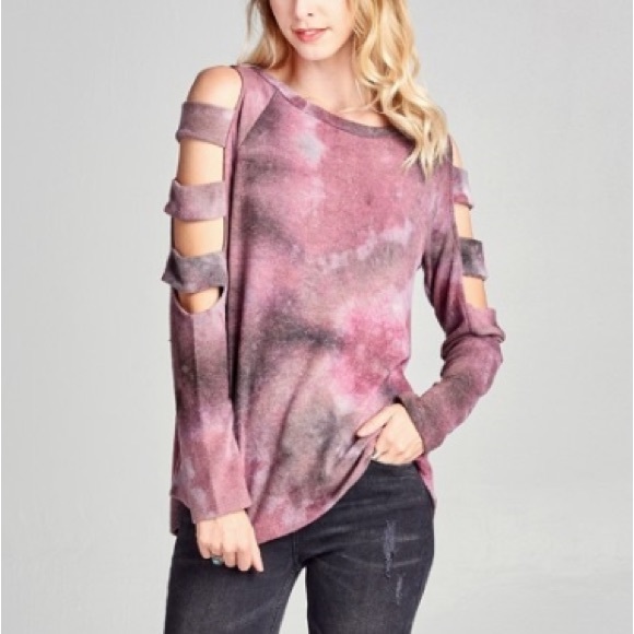 Ladder sleeves long sleeve tie dye top - Picture 5 of 5